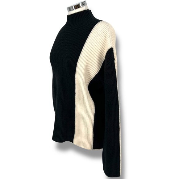 Commense Miss Paris Black White Colorblock Ribbed Knit Sweater Size Small - Picture 6 of 16